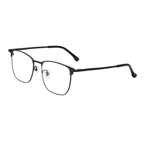 Retro Businessman Square Titanium Alloy Frame Reading Glasses Prescription Eyeglasses Eyewear