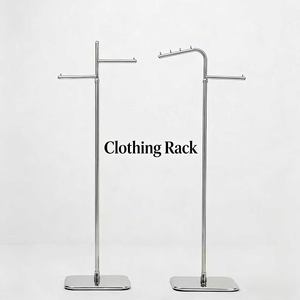 Estante de Almacenamiento de Ropa, Perchero de Exhibición, Perchero Lateral de Acero Inoxidable para Colgar Ropa, Perchero para Sala de Estar - Product Image 1