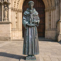 Statue de Saint Antoine avec l'Enfant Jésus en bronze coulé sur mesure, taille réelle, pour jardin