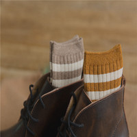 KANGYI Chaussettes en coton de haute qualité Slouch Chaussettes tricotées rayées pour bottes d'école pour femmes