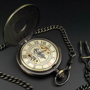 Antika Oymalı Desenli İskelet Görünümlü Açık Yüzlü Mekanik Cep Saati - Product Image 2
