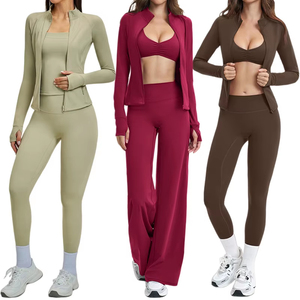 Set Sportivo Personalizzato con LOGO, Pantaloni Larghi con Zip, Abbigliamento Versatile per Fitness, Corsa e Ciclismo, Set <span class=keywords><strong>3</strong></span> Pezzi - Product Image 1