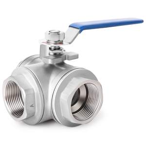 Válvula de Bola de Tres Vías de Acero Inoxidable 304 316L Q14(5)F con Rosca Interna, Diseño Tipo L (Tipo T) - Product Image 1