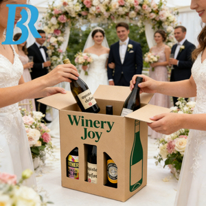 Scatole Personalizzate Riciclabili per Bicchieri da Vino con Finestra, Confezione da Asporto per 3 Bicchieri, Scatola Regalo in Cartone Kraft per Boccali da Birra, Portabottiglie per Bevande - Product Image 5