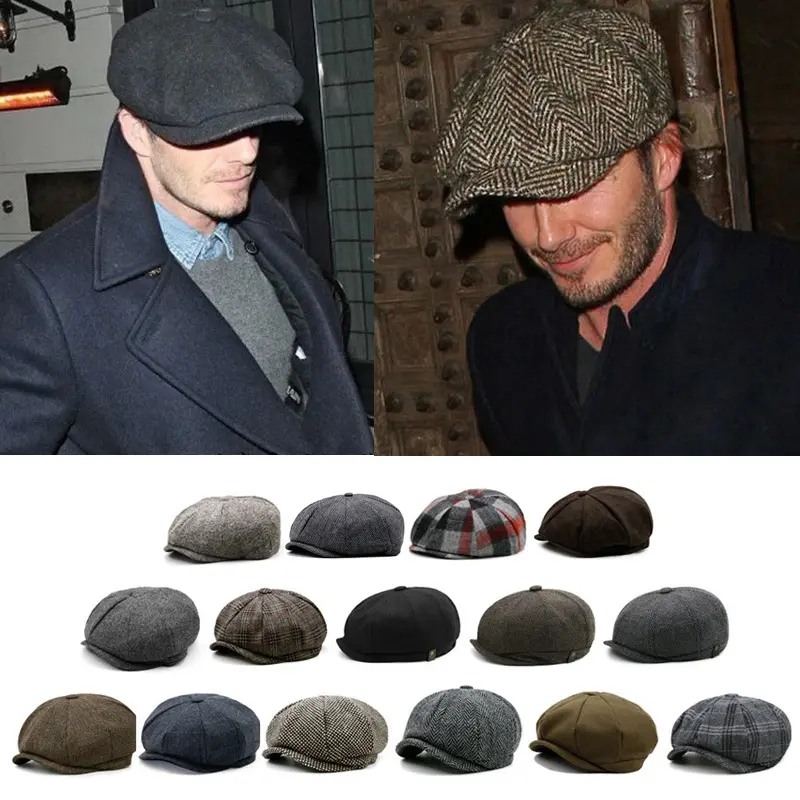 Bán buôn nóng bán phổ biến tùy chỉnh Newsboy cap cho nam giới mũ phẳng Ivy hat pha trộn Mens Mũ Gatsby hat