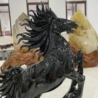 Statue de cheval en néphrite verte noire naturelle de 4 kg, sculpture d'animal en cristal, ornement, décoration de la maison, cadeau