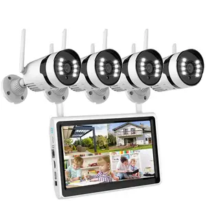 Système de Surveillance Cctv de sécurité 4 canaux enregistreur vidéo réseau NVR Kit extérieur intérieur Wifi caméra ensemble