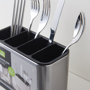 Stainless Steel Cutlery Organizer With 4 Compartments For Knife Fork Spoon Chopstick Storage Kitchen Minimalist Design - Product Image 3