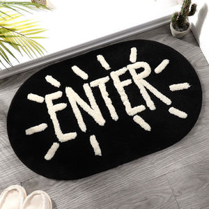 Korean Style Oval <b>Bath</b> Rug Blue Plush Absorbent Non Slip Mat For Bathroom Bedroom Decoration - Product Image 3