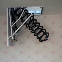 Échelle de grenier télescopique électrique moderne en aluminium avec verrouillage manuel, capacité de charge 300 kg, 10 pieds de hauteur, 12 marches, Henzs 45