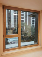 Ventana Exterior de Madera Maciza con Triple Acristalamiento, Ahorro de Energía, Resistente a la Intemperie, Ventana para Patio