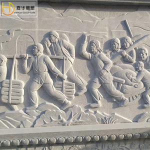 Escultura de Relieve en Piedra Jiahua con Temática del Ejército Rojo, Figura de Estilo Chino del Ejército de la Octava Vía para la Cultura Escolar - Product Image 5