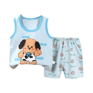 Conjunto <span class=keywords><strong>de</strong></span> Camiseta sin Mangas y Pantalones Cortos <span class=keywords><strong>de</strong></span> Verano para Niños, <span class=keywords><strong>de</strong></span> Algodón, con Estampado <span class=keywords><strong>de</strong></span> Dibujos Animados y Avatares, Estilo Coreano, Unisex, para Niños y Niñas, Uso Diario - Product Image 1