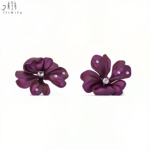 Hong Kong Fine Jewelry Wholesaler New Titanium Collection Purple Flower Design Natural Spinel Stud <b>Earrings</b> For Women Party Wear - Product Image 1