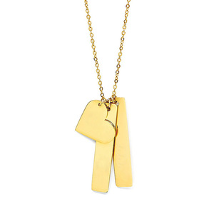 OEM plata oro rosa oro alto pulido Acero inoxidable corazón barra <span class=keywords><strong>nombre</strong></span> logotipo personalizado collar - Product Image 3