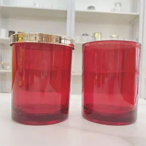 Пользовательские стиль круглые красные прозрачные свечи посуда оптом