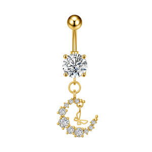 Piercing de comercio electrónico transfronterizo europeo y americano, Nueva joyería de moda, anillo dorado para ombligo, joyería Piercing con incrustaciones de circón - Product Image 5
