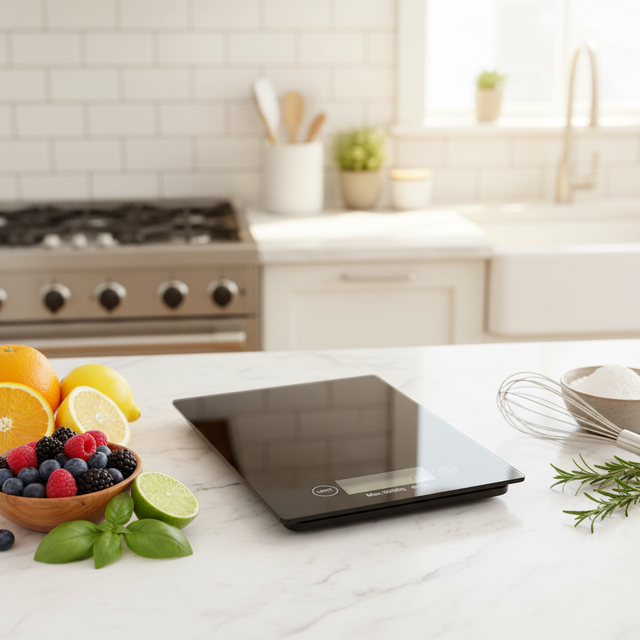 Digital Kitchen Scale Electronic 5KG/1G Food Grade ABS Smart Portable Battery Powered Tempered Glass Platform Weight Measuring