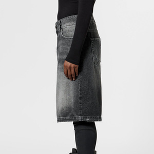 Personalizzato da uomo in pietra Jorts con tessuto in Denim pesante dritto a taglio largo e leggermente con cuciture angoscianti pantaloni <span class=keywords><strong>corti</strong></span> in Denim grigio pietra uomo - Product Image 5