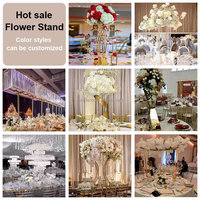 Décoration de centre de table pour événements de mariage de luxe en gros, support à fleurs en métal doré et argenté