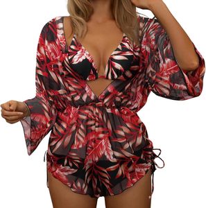 Nuevo Bikini Europeo Americano de Tres Piezas para Mujer 2026, Sexy, con Malla, Aberturas, Spandex/Poliéster, Cuello en V, de Secado Rápido - Product Image 5