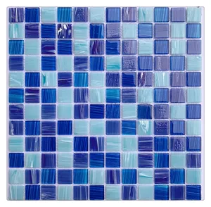 Mosaico de vidro de cristal misturado de mosaico de vidro quadrado azul 36x36mm