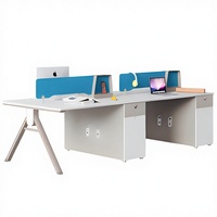Poste de travail de bureau moderne en bois pour 2 personnes avec cloison, mobilier de direction, table pour personnel
