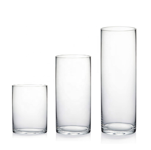 럭셔리 작은 유리 꽃병 현대 실린더 소다 라임 투명 10cm/20cm/30cm 홈 장식 웨딩 장식 탁상 꽃병 - Product Image 1