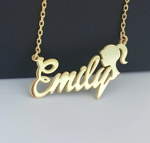 Collar con Colgante de Nombre de Niña en Acero Inoxidable Chapado en Oro Personalizado, Cadena de Eslabones a la Moda, Joyería Unisex, Regalo al por Mayor - Product Image 1