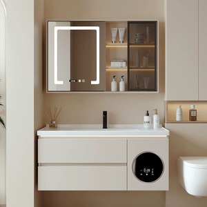 Nouvelle Arrivée : Meuble de Salle de Bain Écologique, Durable et Multifonctionnel avec Vasque Intégrée, Miroir Intelligent et Machine à Laver – Solution Complète pour Salle de Bain - Product Image 3