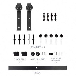 WEKIS Kit de Herrajes para Puerta Corredera de Granero de Acero en Forma de I de 6.6 pies con Componentes de Latón, Deslizamiento Suave y Silencioso, Acabado Satinado, Resistente - Product Image 3