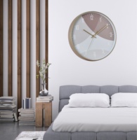 Horloge murale moderne à quartz de 12 pouces pour la décoration intérieure chambre à coucher salon à la mode style Art déco scénique affichage d'aiguilles en plastique