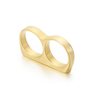 Anello da Uomo Stile Hip-Hop, Moda in Nero, Oro e Argento, Anello a Doppio Dito Tipo Tirapugni in Ottone, Gioielli Regalo - Product Image 5