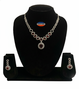 Stylish AD <b>Necklace</b> <b>Set</b> with Rhodium Plating and <b>Pearl</b> Accents Designed for Modern Women Perfect Fashion Jewelry for Gifts - Product Image 2