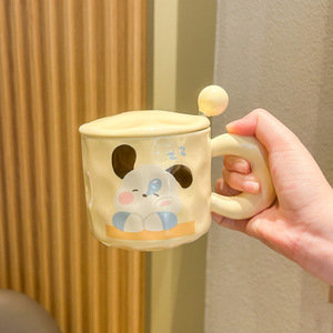 Carino ragazza ceramica 400ml capacità <span class=keywords><strong>tazza</strong></span> <span class=keywords><strong>da</strong></span> caffè coperchio cucchiaio sicuro argilla calda confezionata per ufficio coppia cucciolo colazione semplice <span class=keywords><strong>tazza</strong></span> <span class=keywords><strong>da</strong></span> tè - Product Image 4