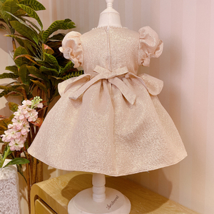 فساتين حفلات للأطفال حديثي الولادة من الجاكار الوردي الفاخر بالجملة ملابس للأطفال الصغار من عمر 1 إلى 4 سنوات فستان نقود للأميرة الصغيرة - Product Image 6