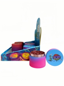 <b>Herb</b> Grinder 6 Pcs Display <b>Box</b> Round Plastic Magnetic Lid Sharp Teeth Colorful Design for Smooth Grinding - Product Image 6