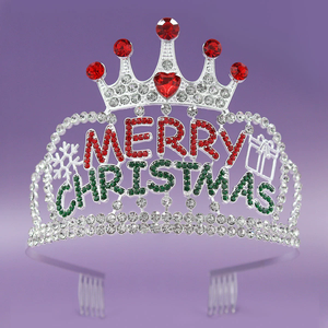Feliz Navidad cristal Rhinestone aleación encantadora corona vacaciones decoración europea y americana lujo reina princesa Tiara - Product Image 4