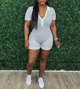 Nuevos <span class=keywords><strong>Monos</strong></span> de Verano 2025 <span class=keywords><strong>para</strong></span> <span class=keywords><strong>Mujer</strong></span>, Sexy, de Punto, a Rayas, con Cuello en V, Manga Corta, con Botones, Ropa de Calle, Overoles - Product Image 5