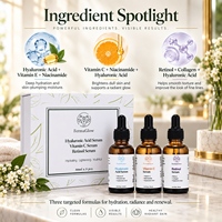 Ensemble de Sérums Fermentés à l'Acide Hyaluronique, Vitamine C et Rétinol – Hydratant, Éclaircissant, Anti-Âge, Réparateur Rides, Raffermissant – Soin Visage