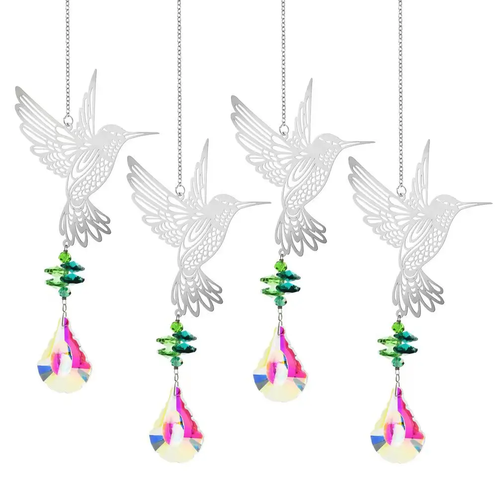 Indoor Outdoor Hummingbirds Pendant Hanging Ornament Rainbow Maker Window Fairy Sticker Stained glass Crystal Sun Catcher
