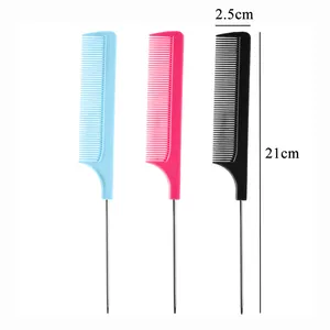 Low Price Wholesale Antistatic Plastic Rat Tail Comb Multicolor Salon Hair Parting Comb Custom Logo Braiding Comb