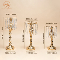 Support de fleurs en métal plaqué or et argent, centre de table octogonal pour banquets et mariages, avec perles pendantes – Grande Vente