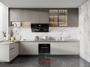 خزانات مطبخ MANGITECH على شكل حرف L للتخزين ، أدراج قريبة ناعمة مثبتة على الحائط تشمل صنبور لمفصلات الأكريليك - Product Image 3