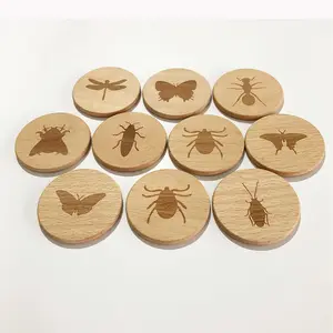 空白の木製サークル木製トークン木製コイン