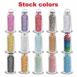 Botella Deportiva de Acero Inoxidable de Doble Pared con Boca Ancha de 17 oz/500 ml, Tapa de Acero para Exteriores, Adornada con Diamantes de Imitación - Product Image 6