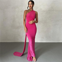 Nouveau Design Femmes Sexy Oblique Sans Manches Longue Robe Vêtements Élégants Dos Nu Vestido
