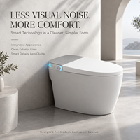 WC intelligent entièrement automatique en céramique avec capteur de pied, chasse d'eau, siège chauffant, télécommande, bidet intelligent monobloc