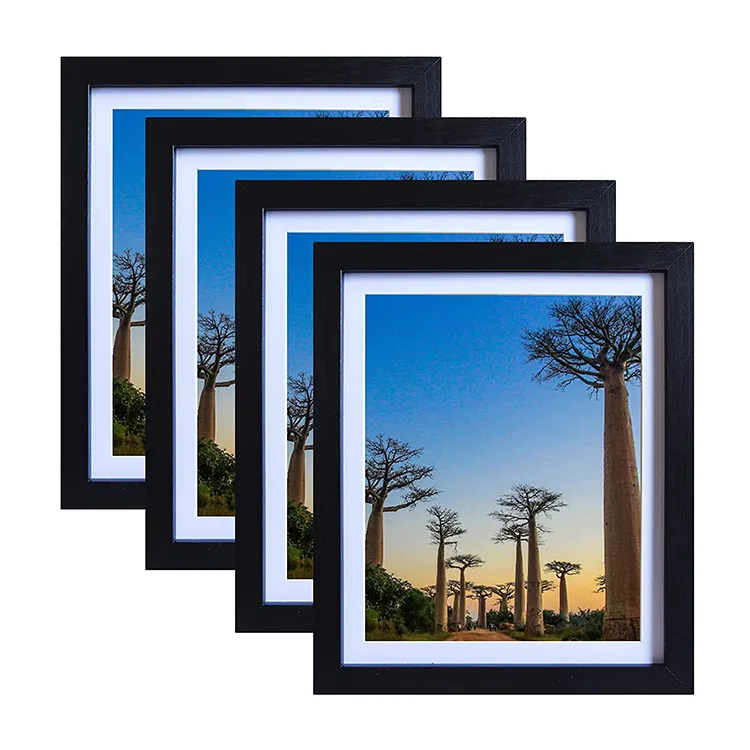 Photo Frame Black 8 inch 10 inch a4 Wooden Display Pictures Frame with Mat
