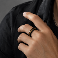 Bague d'éternité personnalisée JLM en acier inoxydable doré à imprimé léopard pour homme et femme – Style affirmé